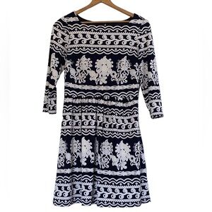 Trulli Blue and White Long Sleeve Dress Size 8